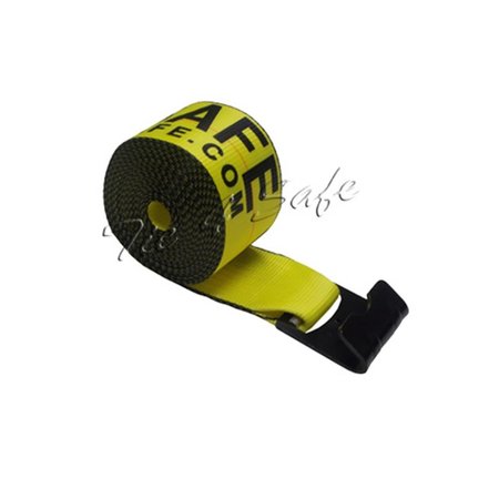 TIE 4 SAFE 4 in. x 30 ft. Winch Straps with Black Flat Hook, Yellow - 2 Piece TI565119